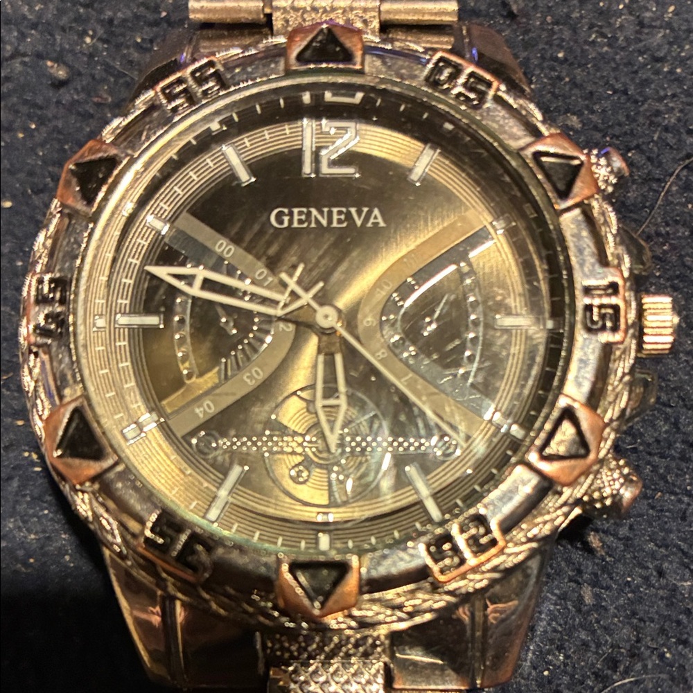 Geneva Men's Gold and Silver Chronograph Watch